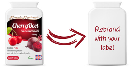 Own label cherry and beetroot capsules