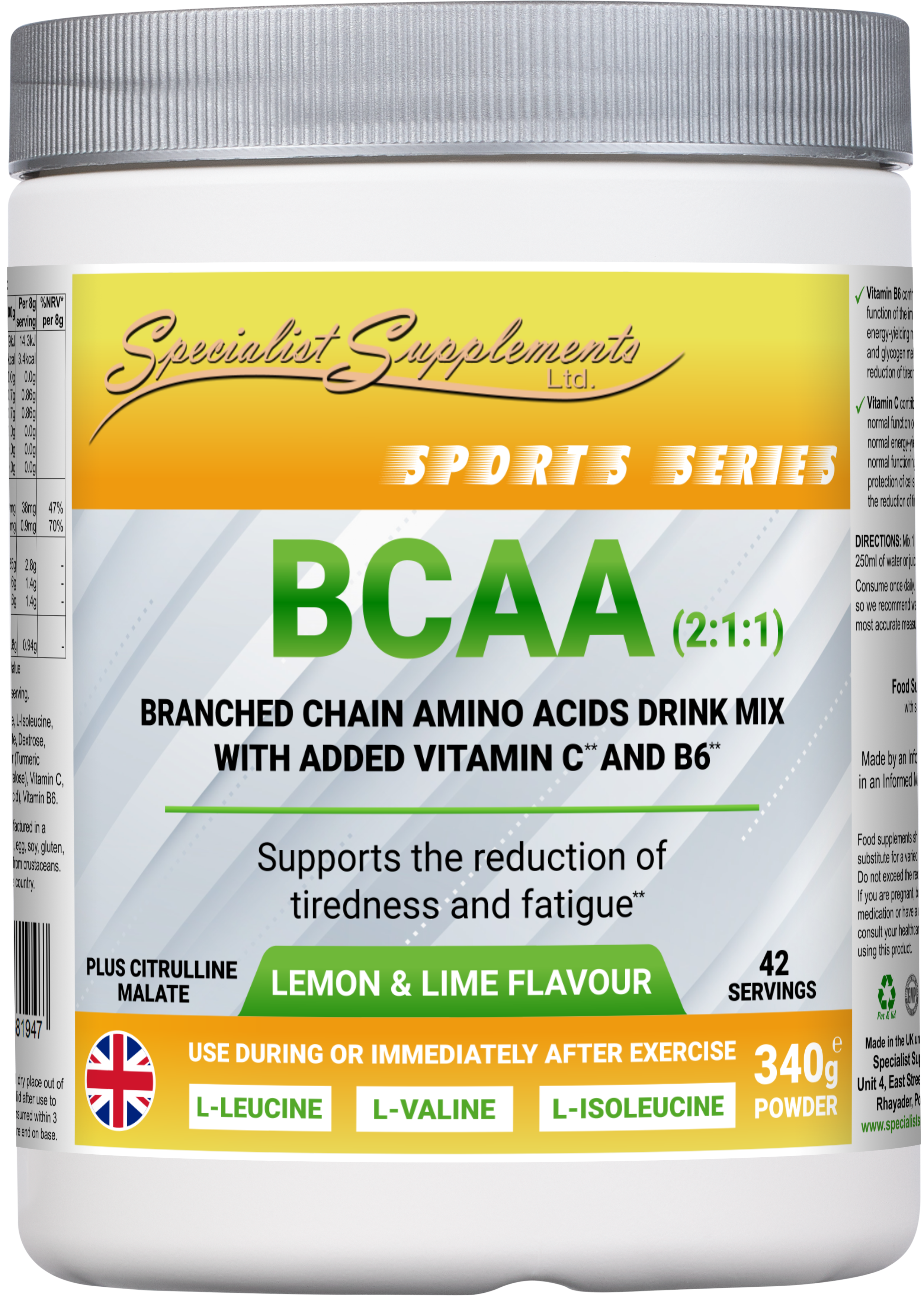 BCAA drink mix (lemon & lime flavour)
